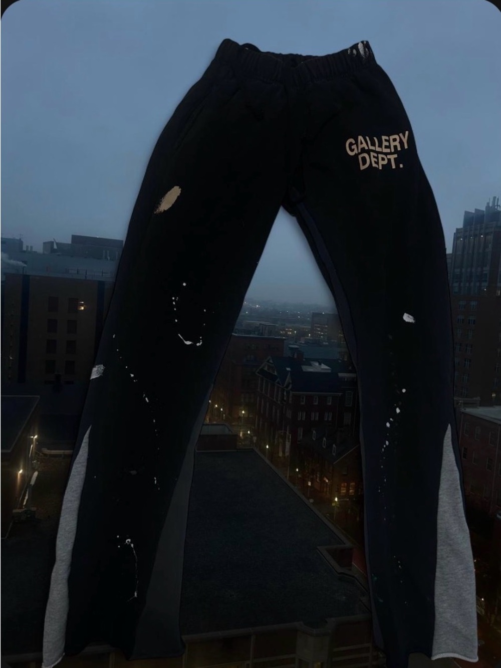 Gallery Dept Black & Gray Paint-Splatter Joggers